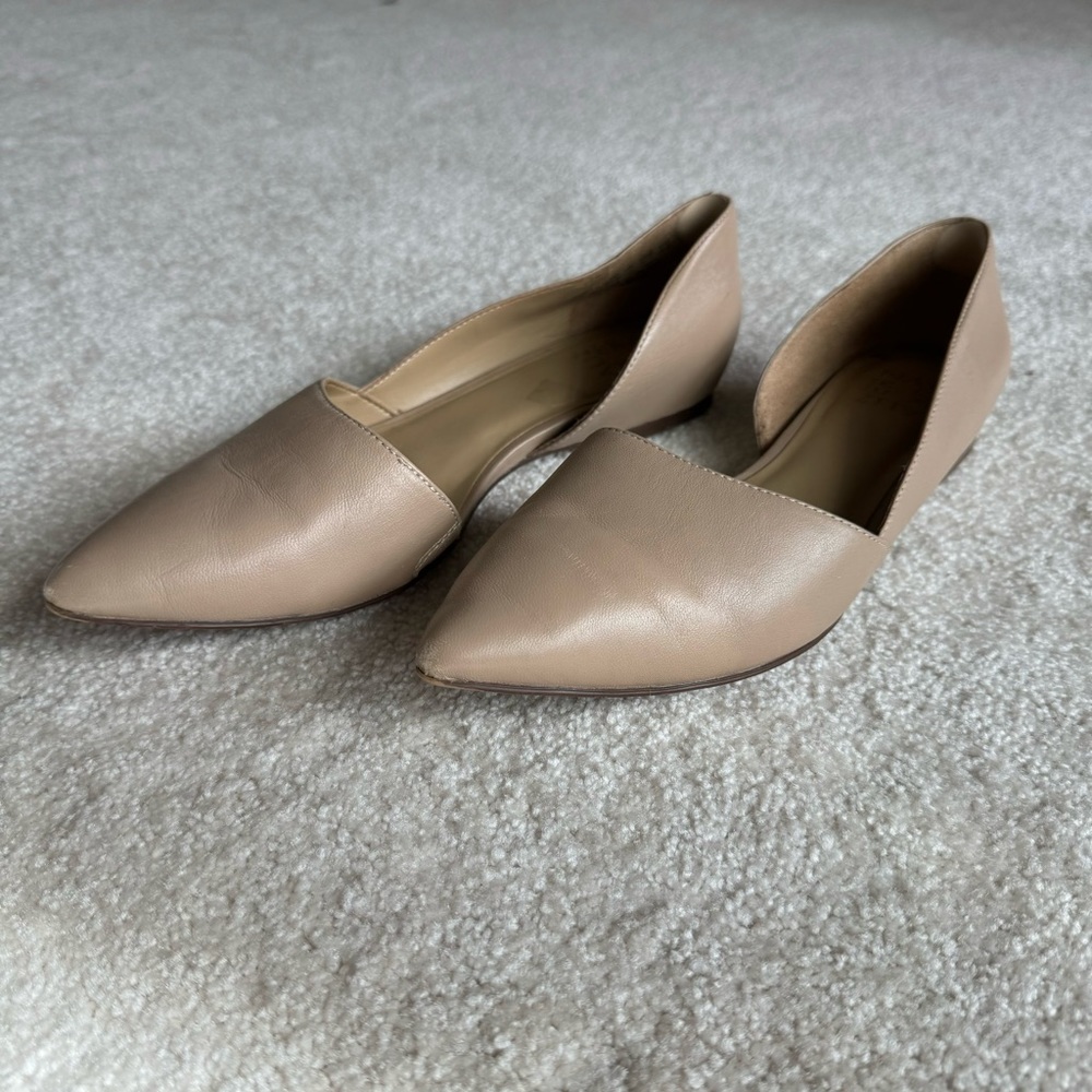 Naturalizer Samantha D’Orsay Tan Beige Nude Point Leather Flat Women's Size 9.5